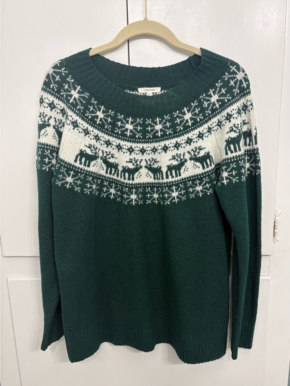Maurice’s Green Fair Isle Reindeer Crewneck Sweater